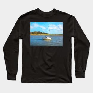 Yacht Anchored On The Deben Long Sleeve T-Shirt